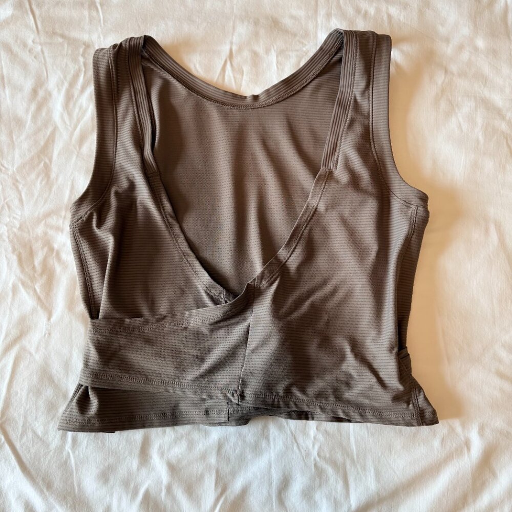 CALIA Wrap & Tie Ribbed Tank Top Women’s Medium Sandstone Tan EUC Yoga - Picture 4 of 6